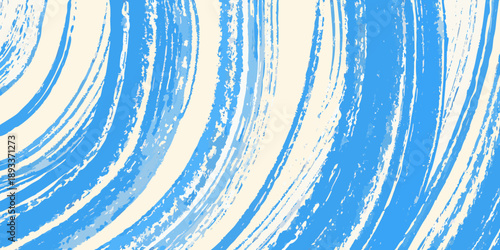 Abstract blue and white brushstrokes create a dynamic textured background