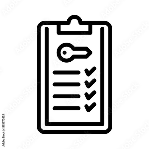 Clipboard outline icon. task done line illustration.