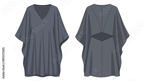 Modern fluid garment design with distinct v-neck and intricate back cutout detail perfect for fashion design projects and comfortable daily wear