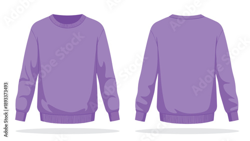 Versatile Amethyst Long-Sleeve Crewneck Pullover Presented From Front And Back Views
