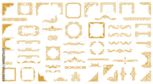 Gold seamless pattern frames borders vintage ornate elegant design vector background