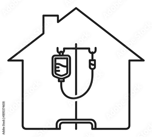 Visual representation of at-home medical assistance, including intravenous therapy, promoting patient recovery and comfort in a familiar setting