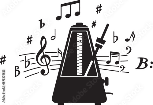 Harp music vector illustration, musical intrument. Doodle illustration of musical instruments.