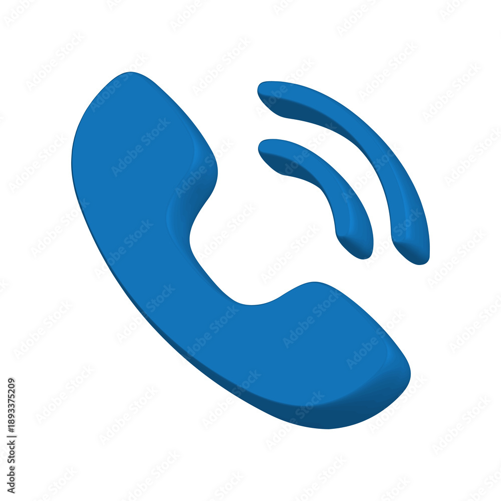 Fototapeta premium 3D Phone Call Receiver Icon with Signal Waves transparent background