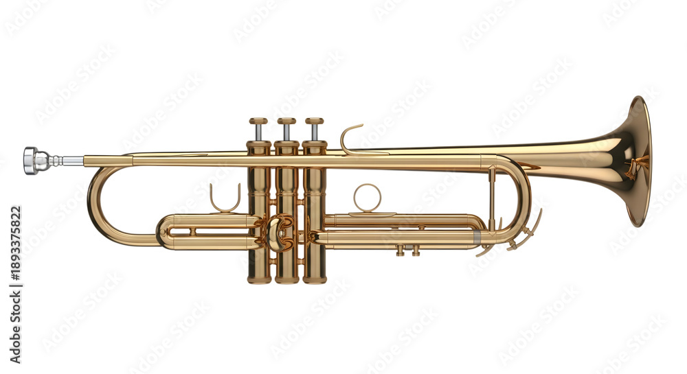 Obraz premium Brass trumpet isolated on transparent background