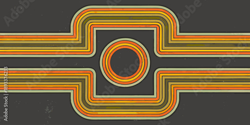 Abstract geometric design featuring concentric squares and circles in warm tones