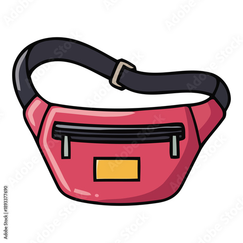 Colorful vector of a pink fanny pack, a stylish and practical hip bag concept. Ideal for retro fashion, travel, or active lifestyle accessorizing