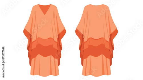 Elegant Multilayered Kaftan Dress in Warm Peach Tones for Comfortable Fashion Style