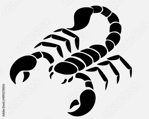 Black scorpion silhouette representing the Scorpio zodiac sign. Strong and bold astrology symbol ideal for horoscope designs, zodiac branding, and mystical artwork.