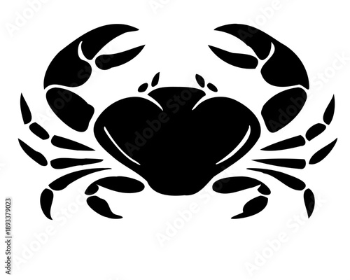 Black crab silhouette representing the Cancer zodiac sign. Minimalist astrology symbol design suitable for horoscope themes, zodiac branding, tattoo art, and mystical concepts.