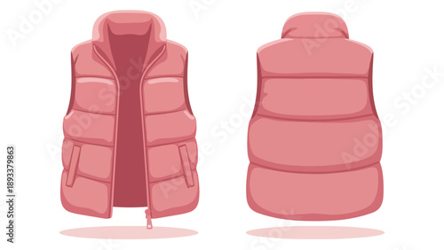 Stylish salmon-colored insulated vest graphic presenting a clear front and back perspective perfect for diverse cold weather attire projects and