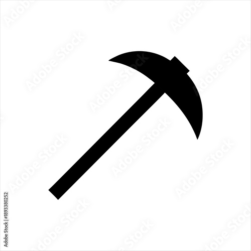 Black Pickaxe Silhouette Icon – Mining Tool Vector Illustration,