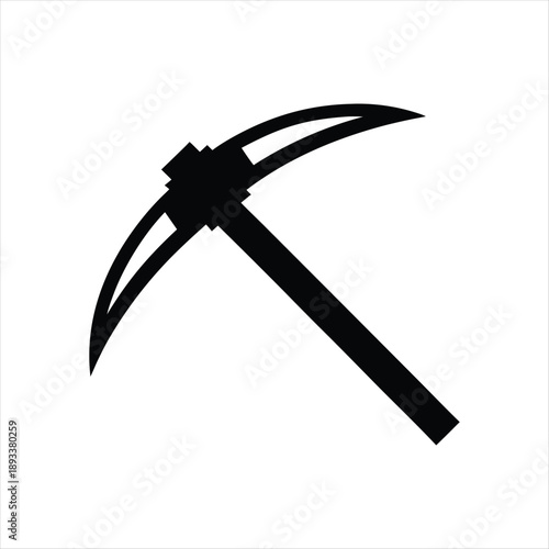 Black Pickaxe Silhouette Icon – Mining Tool Vector Illustration,