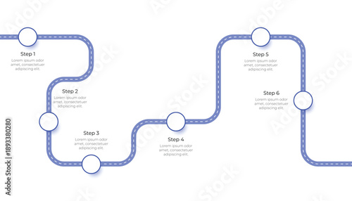 6 Steps Roadmap Infographic Template for Business Presentation.