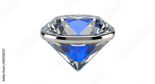 Blue Diamond Gemstone with Silver Band