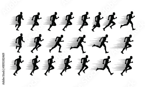 Runner silhouettes in motion sequence for track and field athletes