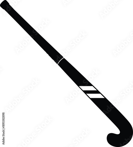 Isolated wooden equipment including a baseball bat and ball alongside a hockey stick and puck vector drawing on white background with black art tools and Japanese chopsticks