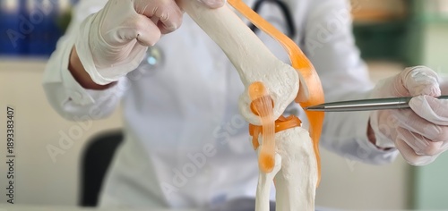 Wallpaper Mural Doctor shows anatomy of structure of human knee joint concept Torontodigital.ca