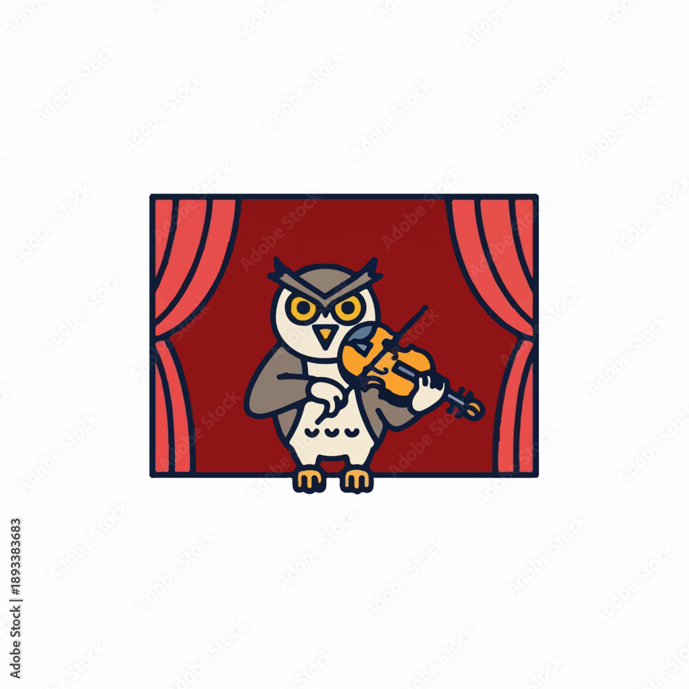Fototapeta premium Owl plays violin on stage