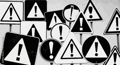Warning Signs Collage: Alertness and Caution