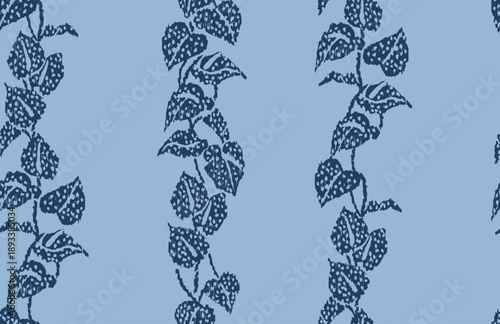 Photography Abstract Seamless indigo blue ikat leaf pattern