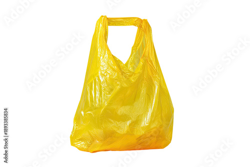 Bright yellow plastic shopping bag with handle