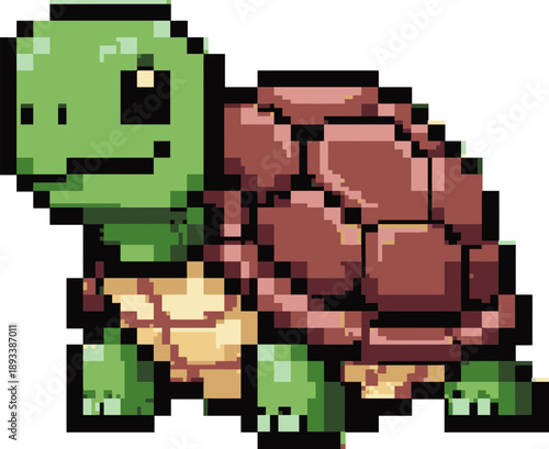 Pixel Art Turtle Character.