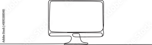 Computer monitor continuous line on a white background. one line Art icon drawing