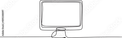 Computer monitor continuous line on a white background. one line Art icon drawing