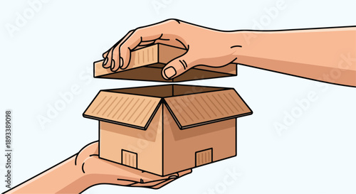 Hands Opening Brown Cardboard Delivery Box