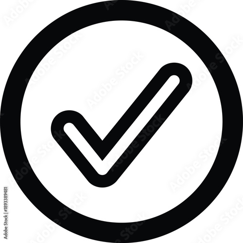 Checkmark inside a circle, isolated on white background