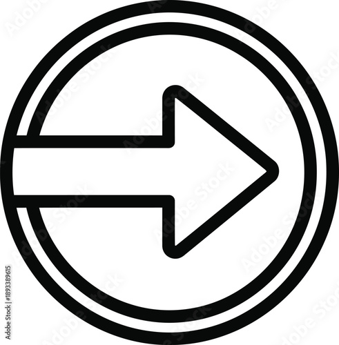 Right arrow inside a double circle isolated on white background