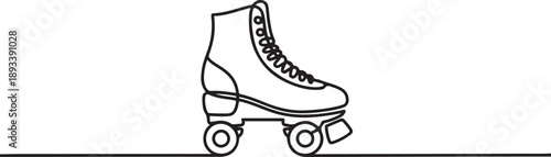 Roller skates continuous one line drawing. Vintage Retro roller skates single line art illustration. one line Art icon drawing