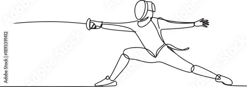 Fencer continuous one line drawing. Fencing sport single line art illustration. one line Art icon drawing