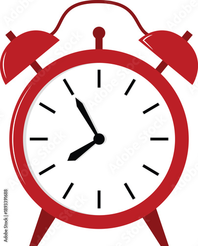 Red Alarm Clock with Classic Design Showing Time