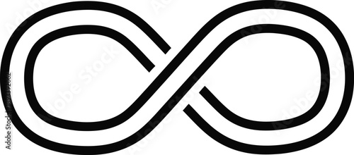 Infinity symbol outline, endless loop sign, isolated on white background
