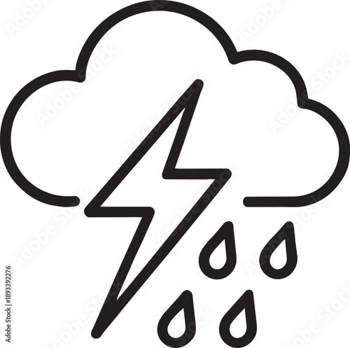 Thunderstorm rain lightning weather line icon vector illustration