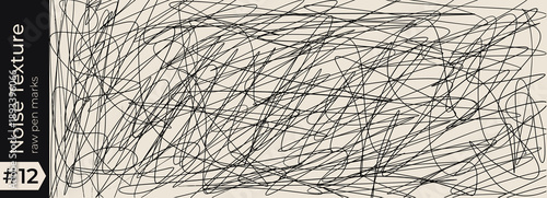 Messy pen noise texture with scribble scratch messy and pencil sketch squiggle background. Random tangle doodle with line drawing marker and pattern ball scrawl. Illustration editable vector set