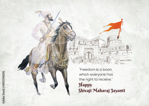 Fotografía Happy Chhatrapati Shivaji Maharaj Jayanti with Illustration