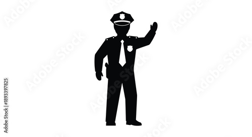 A black silhouette of a police officer directing traffic a classic silhouette