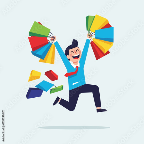 Man Holding Colorful Shopping Discount Coupons.