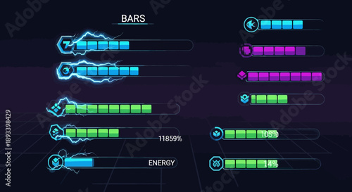 Pixel Art Energy Bars UI Design
