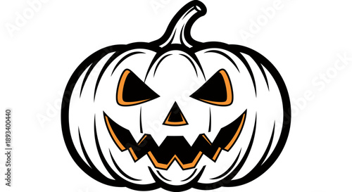 A detailed illustration of a carved Halloween pumpkin with a menacing expression.
