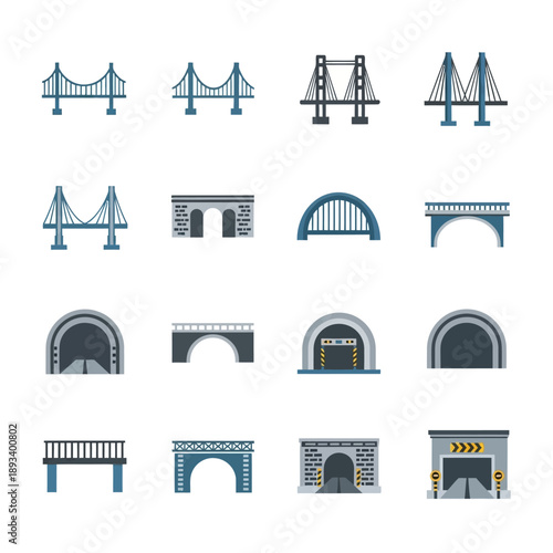 Various bridge and arch structures icons.