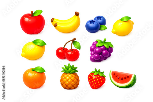 Cute 3D Fruit Icons Collection