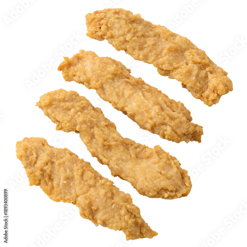 Boneless chicken strips isolated on transparent background