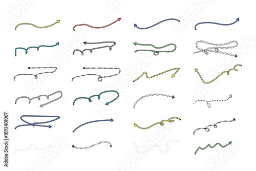 set of hand drawn arrows white background ......