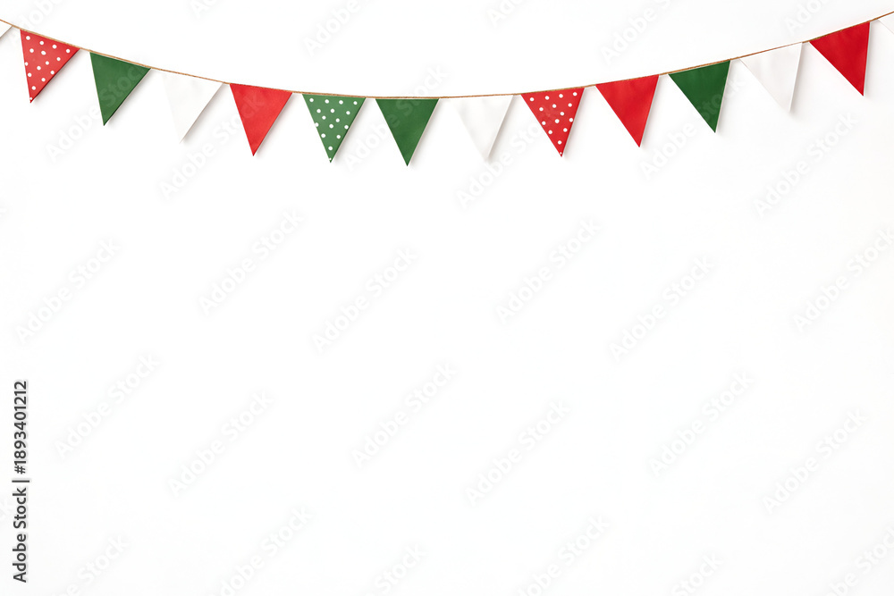 Obraz premium Christmas Themed Pennant Banner on White Background
