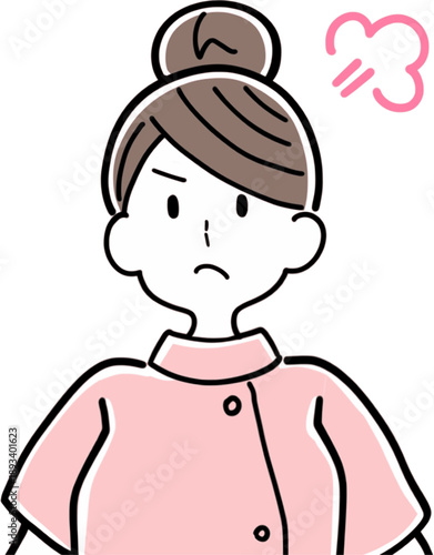 怒る・不満を感じている女性看護師のイラスト