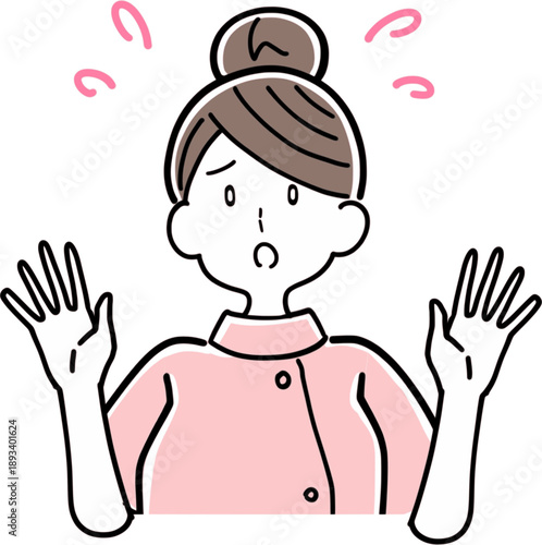 パニックになる女性看護師のイラスト